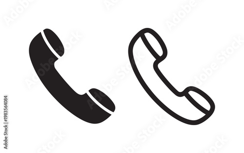 Telephone handset icon set for call contact and communication service.