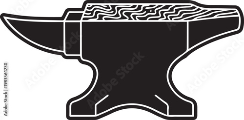 Premium Heat-Treated Forging Anvil Vector Icon – Industrial Metalworking Symbol for Blacksmithing, Manufacturing, Engineering, and Metallurgy Documentation, Technical Manuals, Workshop