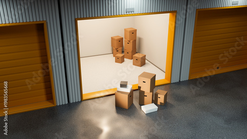 Self storage rental. Cardbo...