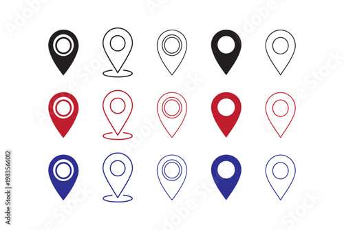 Map Pin Location Icon Set: Map Point Markers and Navigation Pins