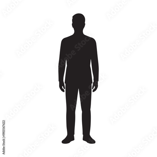 Black silhouette of a person standing with arms at sides