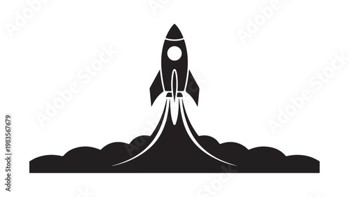 Black silhouette of a witch on a broomstick flying over moonlit hills