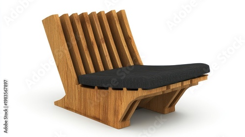 Wooden chair with cushion on white background