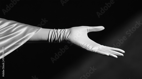 Elegant hand in white glove dramatic lighting