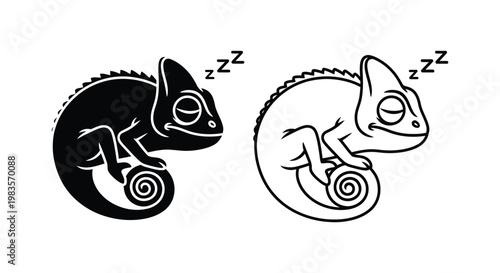 Sleeping Chameleons Zzz Design Creative Vector Art Vector