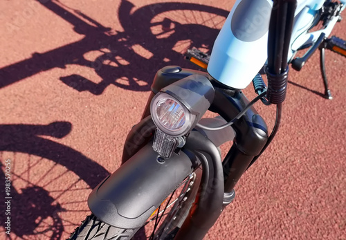 Folding bike details and close-up. Bike assembly. An electric bike that can be folded