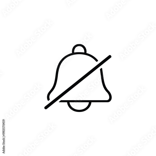 Black and white muted bell icon for mental wellness and self care notification off symbol for digital detox and mindfulness