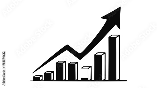 Black and white business growth chart.