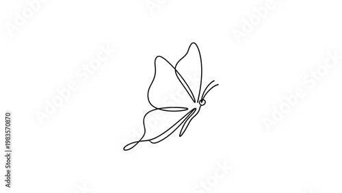 A minimalist line drawing of a butterfly.