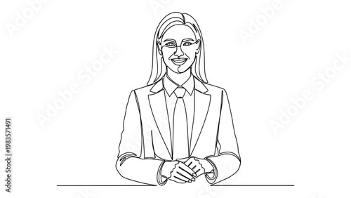 A smiling businesswoman with long hair.