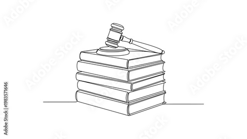 A gavel on top of law books.