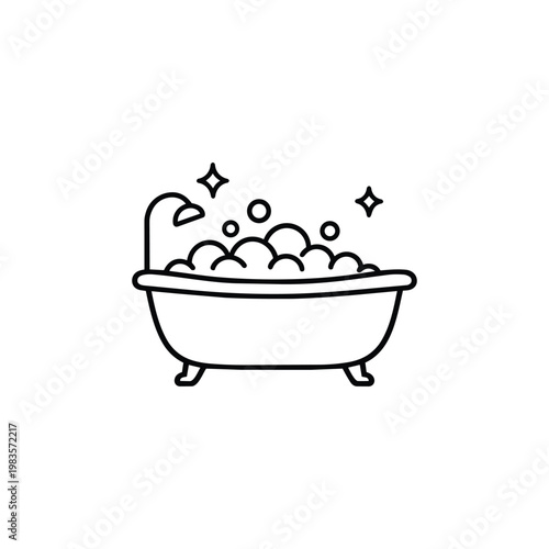 Bubble bath icon for mental wellness and self care relaxing bathtub illustration for mental wellness routines