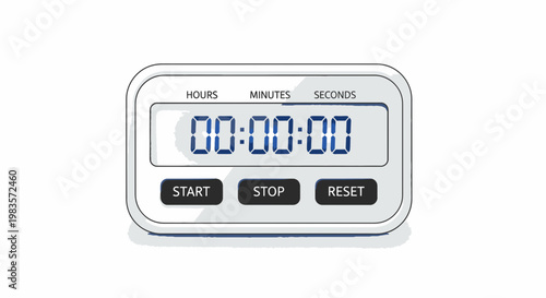 Digital Timer Display Showing Zero Time, Start Stop Reset Buttons