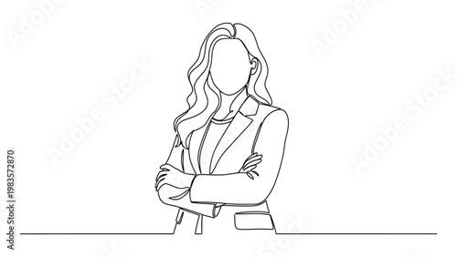 A minimalist line drawing of a businesswoman.