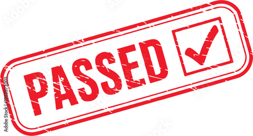 Distressed Passed Rubber Stamp with Checkmark Icon