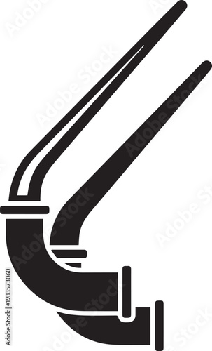 Premium Vector Conduit Bender Handle with Bent Pipe Shadow Icon for Mechanical Engineering, HVAC Plumbing Design, Construction Blueprints, CAD Drafting, Technical Manuals, Pipefitting