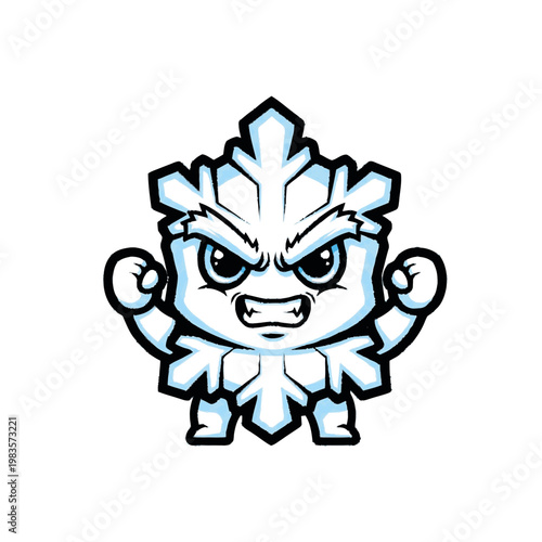 Angry Snowflake Cartoon Character Face.