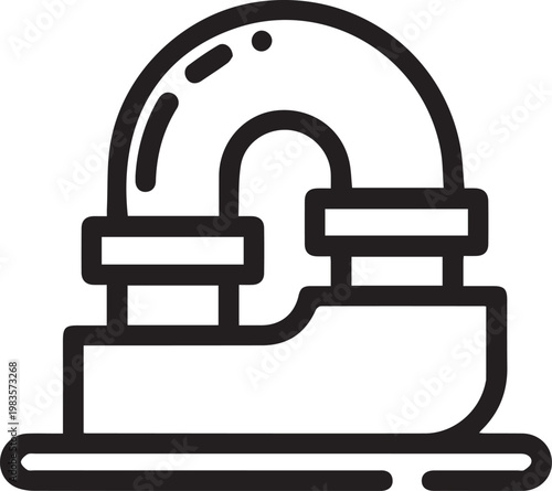 Premium Vector Conduit Bender Icon with Bent Pipe and Dynamic Shadow for Mechanical Engineering, HVAC Design, Plumbing Symbols, Industrial Layouts, Technical Documentation, Construction