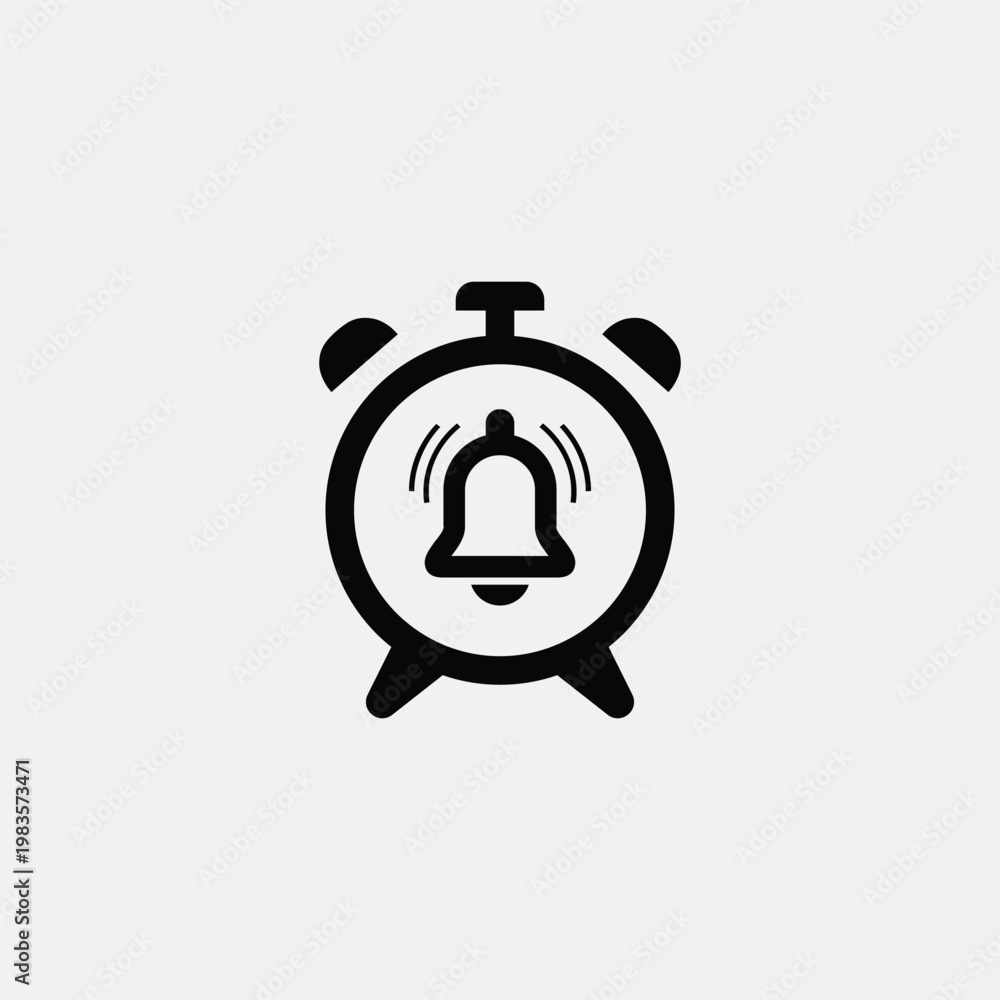Fototapeta premium Alarm clock icon ringing bell time reminder wake up call schedule deadline.