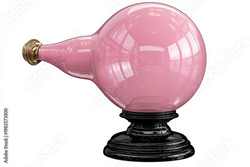 Pink Glass Orb on Black Stand Modern Abstract Sculpture