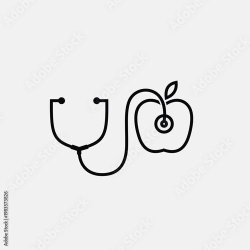 Healthy Apple and Stethoscope A Symbol of Wellness and Nutrition.
