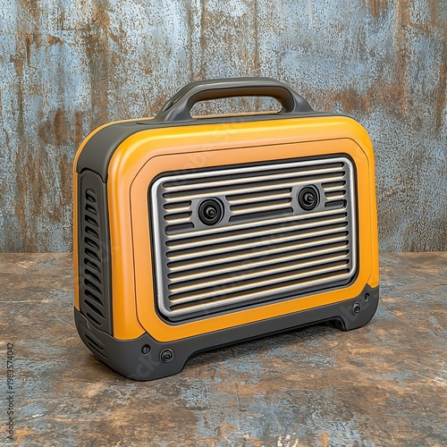 Portable Orange and Gray Generator on Rusty Surface