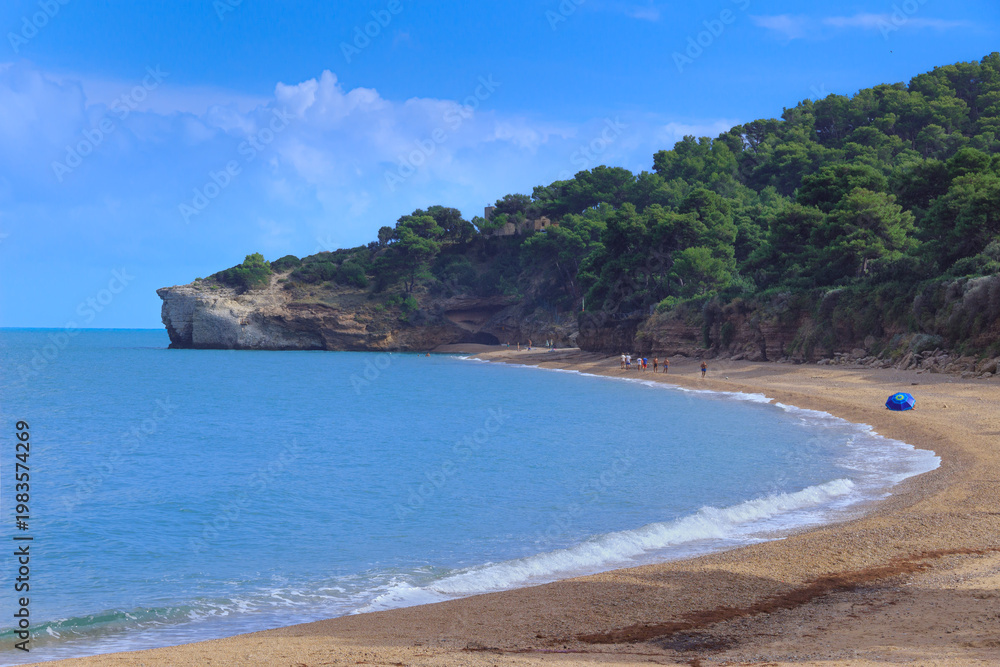 Obraz premium View of the Campi Beach on promontory of Gargano, in Apulia region southern Italy.