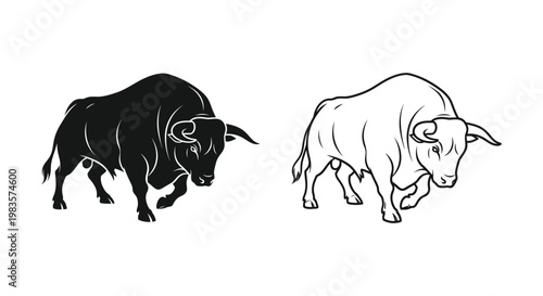 Yin Yang Bull Symbolism Art Design Vector