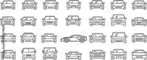 Collection of car icons and symbols vector set.