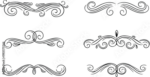 “Vintage ornamental flourish divider set”
