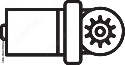 Premium Vector Starter Motor with Gear Teeth Icon for Automotive Engineering, Mechanical Systems, Industrial Design, Startup Launch Symbols, Electrical Engineering Diagrams, Manufacturing
