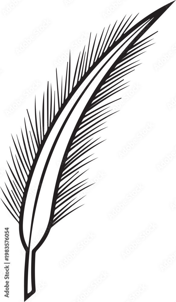 Obraz premium Preserved Grass Blade with Silky Hairs Vector Icon – Botanical Illustration for Sustainable Agriculture, Eco-Friendly Packaging, Natural Textile Designs, Floral Branding, Minimalist Nature