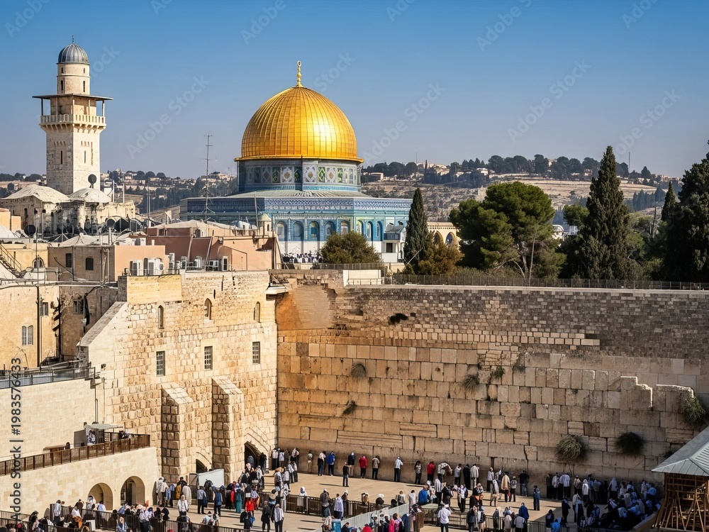 Fototapeta premium The western wall and dome of the rock in jerusalem