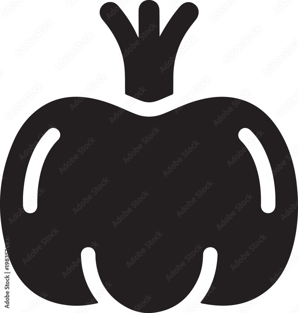 Obraz premium Pumpkin vector illustration with a stem design in dark black color.