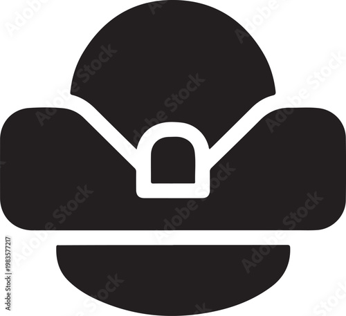 Police hat silhouette icon representing law enforcement authority.