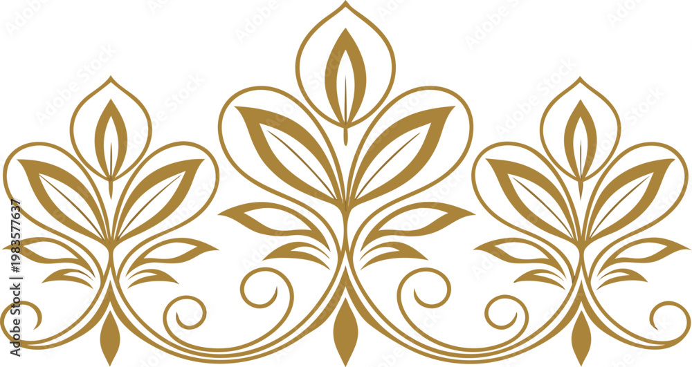 Fototapeta premium Gold floral seamless pattern with ornate scrollwork accents