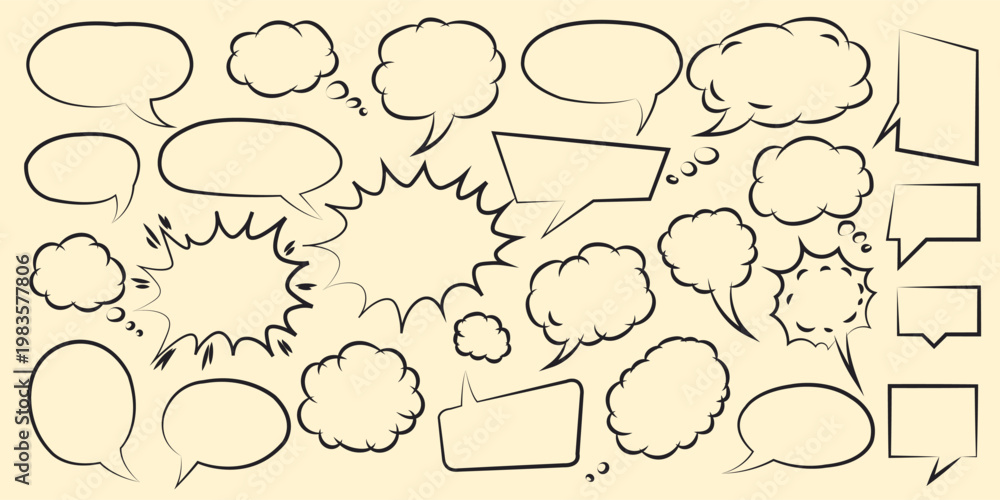 Fototapeta premium Speech Bubble Set Vector Collection, seamless pattern with speech bubbles