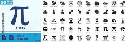 Pi Day Solid Editable Icons set