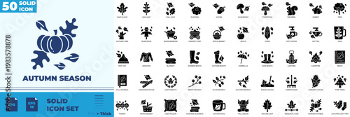 Autumn Season Solid Editable Icons set