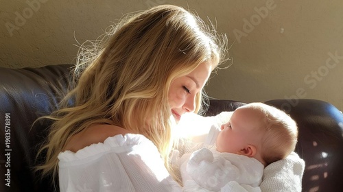 Couple Bonding With Newborn Baby at Home During Daytime