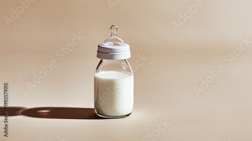 Milk Bottle on a Light Background With Focus on the Cap and the Bottles Contents
