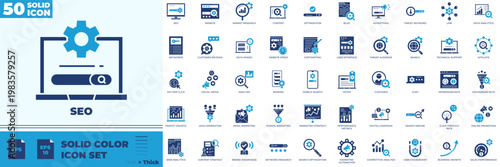 SEO Solid Color Editable Icons set