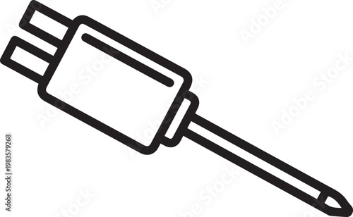 Professional Coolant Temperature Sensor Probe Vector Icon for Industrial Monitoring, HVAC Systems, Automotive Diagnostics, Manufacturing Quality Control, and Precision Fluid Temperature