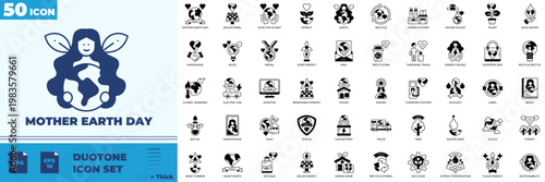 Mother Earth Day Solid Editable Icons set