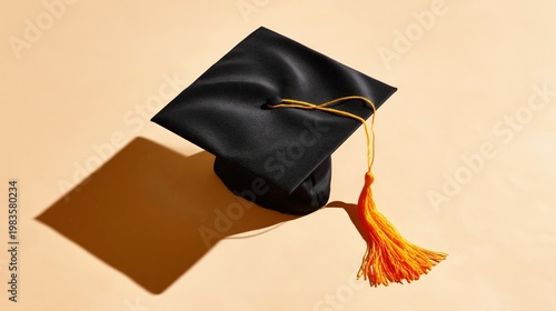 Graduation Cap on a Plain Background Ready for Celebration
