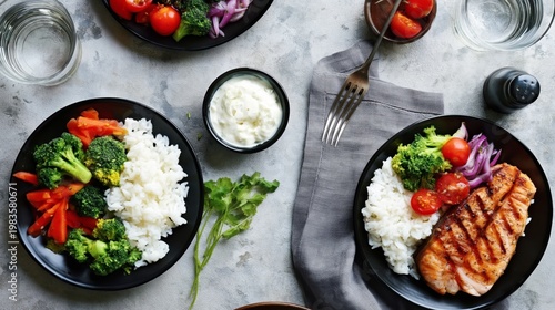 Colorful Salad Bowl With Fresh Ingredients on a White Table