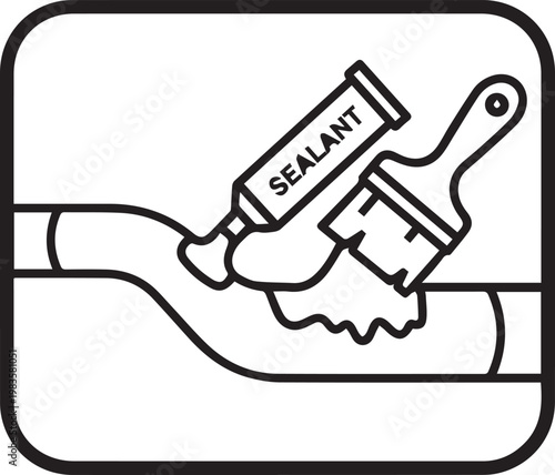 Professional Ductwork Sealant Application with Brush – Essential HVAC Maintenance, Plumbing & Construction Icon for Technical Manuals, Training Guides, Contractor Portfolios, Building