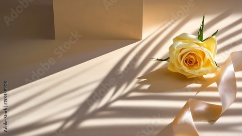 Bright Still Life With Flowers and Geometric Shapes in a Warm Setting