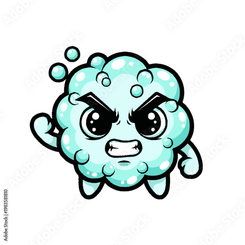 Angry Cartoon Brain Character Illustration.