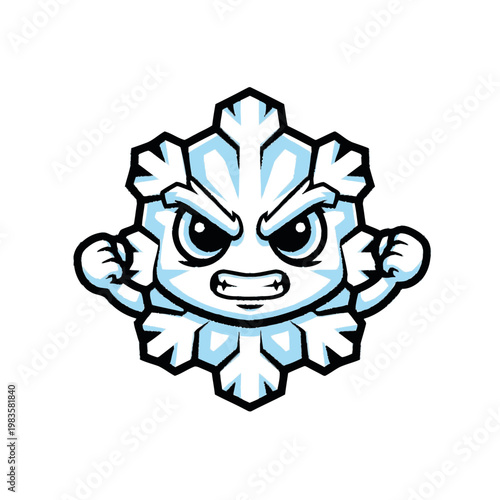 Angry snowflake cartoon character face.